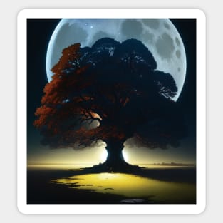 A tree in the moonlight Sticker